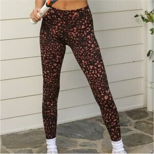 Varley Leggings Womens Medium Brown Luna Animal Print Cheetah Athletic Yoga Gym